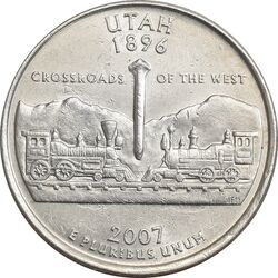 سکه کوارتر دلار 2007P ایالتی (یوتا) - AU58 - آمریکا