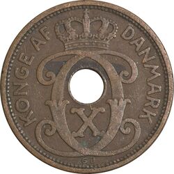 سکه 2 اوره 1928 کریستیان دهم - EF40 - دانمارک
