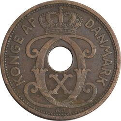 سکه 2 اوره 1929 کریستیان دهم - EF40 - دانمارک