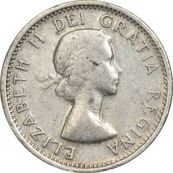 سکه 10 سنت 1953 الیزابت دوم - AU50 - کانادا