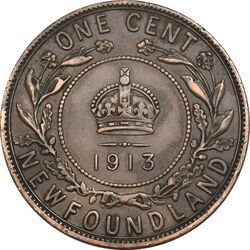 سکه 1 سنت 1913 نیوفاندلند جرج پنجم - EF45 - کانادا