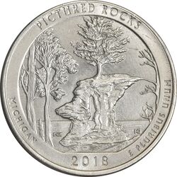 سکه کوارتر دلار 2018P ساحل دریاچه ملی راکس - AU50 - آمریکا