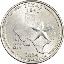 سکه کوارتر دلار 2004P ایالتی (تگزاس) - MS63 - آمریکا