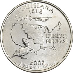 سکه کوارتر دلار 2002P ایالتی (لوئیزیانا) - MS62 - آمریکا