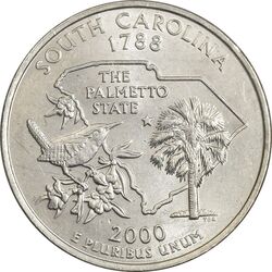 سکه کوارتر دلار 2000D ایالتی (کارولینای جنوبی) - MS62 - آمریکا