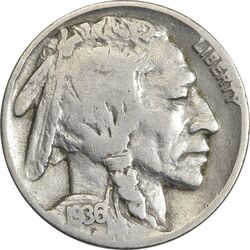 سکه 5 سنت 1936 بوفالو - VF35 - آمریکا