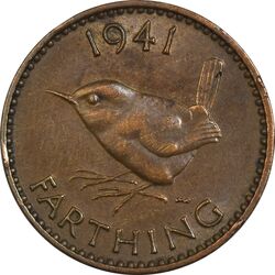 سکه 1 فارتینگ 1941 جرج ششم - AU50 - انگلستان