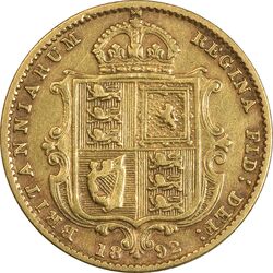 سکه طلا 1/2 ساورین 1892 ویکتوریا - EF40 - انگلستان