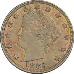 سکه 5 سنت 1883 نماد آزادی (بدون سنت) - AU50 - آمریکا