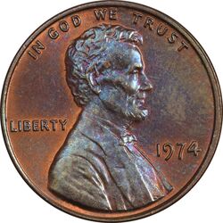 سکه 1 سنت 1974 لینکلن - AU55 - آمریکا