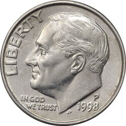 سکه 1 دایم 1998P روزولت - AU50 - آمریکا