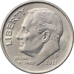سکه 1 دایم 2011D روزولت - AU55 - آمریکا