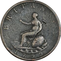 سکه نیم پنی 1799 جرج سوم - VF25 - انگلستان