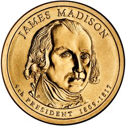 1 دلار جیمز مدیسون - USA 1 Dollar copper coin - Presidential - James Madison
