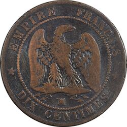 سکه 10 سانتیم 1854 ناپلئون سوم - VF30 - فرانسه
