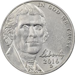 سکه 5 سنت 2016D جفرسون - MS61 - آمریکا