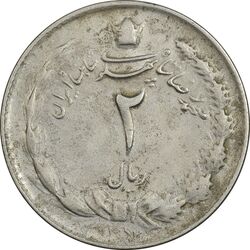 سکه 2 ریال 1352 (چرخش 180 درجه) - ارور - EF40 - محمد رضا شاه