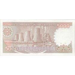اسکناس 5000 لیره بدون تاریخ (1990) جمهوری - تک - UNC63 - ترکیه