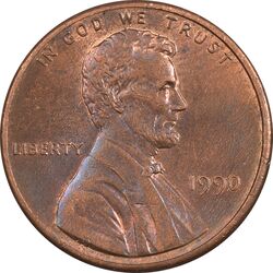 سکه 1 سنت 1990 لینکلن - AU58 - آمریکا