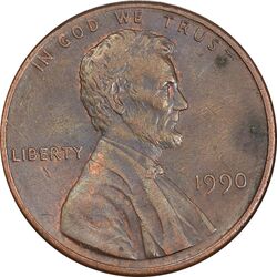 سکه 1 سنت 1990 لینکلن - EF45 - آمریکا