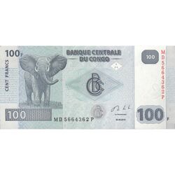 اسکناس 100 فرانک 2013 جمهوری دموکراتیک - تک - UNC63 - کنگو