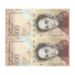 اسکناس 100 بولیوار 2013 جمهوری بولیواری - جفت - UNC63 - ونزوئلا