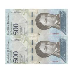 اسکناس 500 بولیوار 2016 جمهوری بولیواری - جفت - UNC64 - ونزوئلا