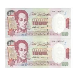 اسکناس 1000 بولیوار 1998 جمهوری چهارم - جفت - UNC63 - ونزوئلا