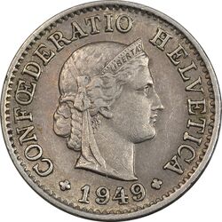 سکه 5 راپن 1949 دولت فدرال - EF45 - سوئیس