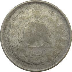 سکه 1 ریال 1323/2 نقره - سورشارژ تاریخ (نوع یک) - F - محمد رضا شاه