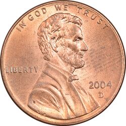 سکه 1 سنت 2004D لینکلن - MS63 - آمریکا
