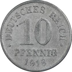 سکه 10 فینیگ 1918 ویلهلم دوم - EF45 - آلمان