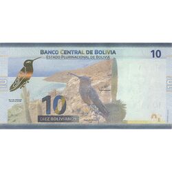 اسکناس 10 بولیویانو بدون تاریخ (2018) حکومت پلوریناسیونال - تک - UNC64 - بولیوی