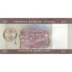 اسکناس 20 دلار 2016 جمهوری - تک - UNC63 - لیبریا