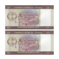 اسکناس 20 دلار 2016 جمهوری - جفت - UNC63 - لیبریا