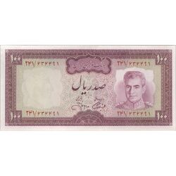 اسکناس 100 ریال (آموزگار - جهانشاهی) - تک - UNC61 - محمد رضا شاه