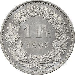 سکه 1 فرانک 1995 جمهوری کنونی - MS62 - سوئیس