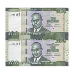 اسکناس 100 دلار 2016 جمهوری - جفت - UNC64 - لیبریا