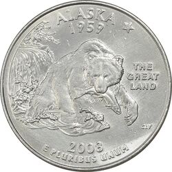 سکه کوارتر دلار 2008D ایالتی (آلاسکا) - AU - آمریکا