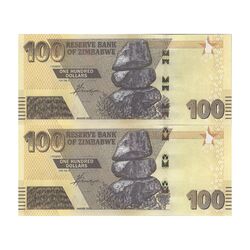 اسکناس 100 دلار 2021 جمهوری - جفت - UNC63 - زیمبابوه