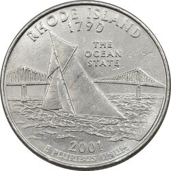 سکه کوارتر دلار 2001P ایالتی (رود آیلند) - AU - آمریکا