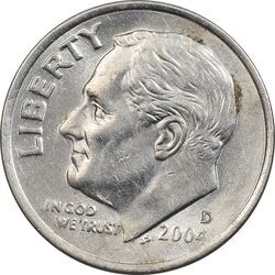 سکه 1 دایم 2004D روزولت - AU50 - آمریکا