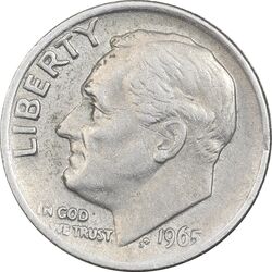 سکه 1 دایم 1965 روزولت - EF40 - آمریکا