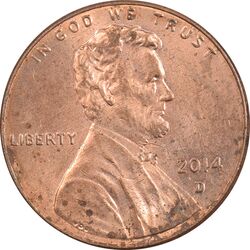 سکه 1 سنت 2014D لینکلن - MS61 - آمریکا