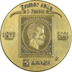 مدال یادبود اولین تمبر اسپانیا 1873 - 2001 - AU - اسپانیا