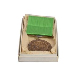 مدال برنز بپاداش خدمت - با جعبه و روبان فابریک - UNC - رضا شاه