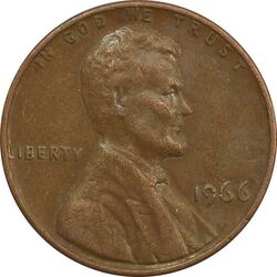 سکه 1 سنت 1966 لینکلن - EF40 - آمریکا