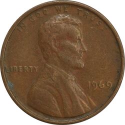 سکه 1 سنت 1969 لینکلن - EF - آمریکا