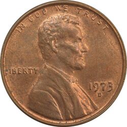 سکه 1 سنت 1973D لینکلن - MS62 - آمریکا