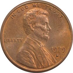 سکه 1 سنت 1979D لینکلن - MS63 - آمریکا